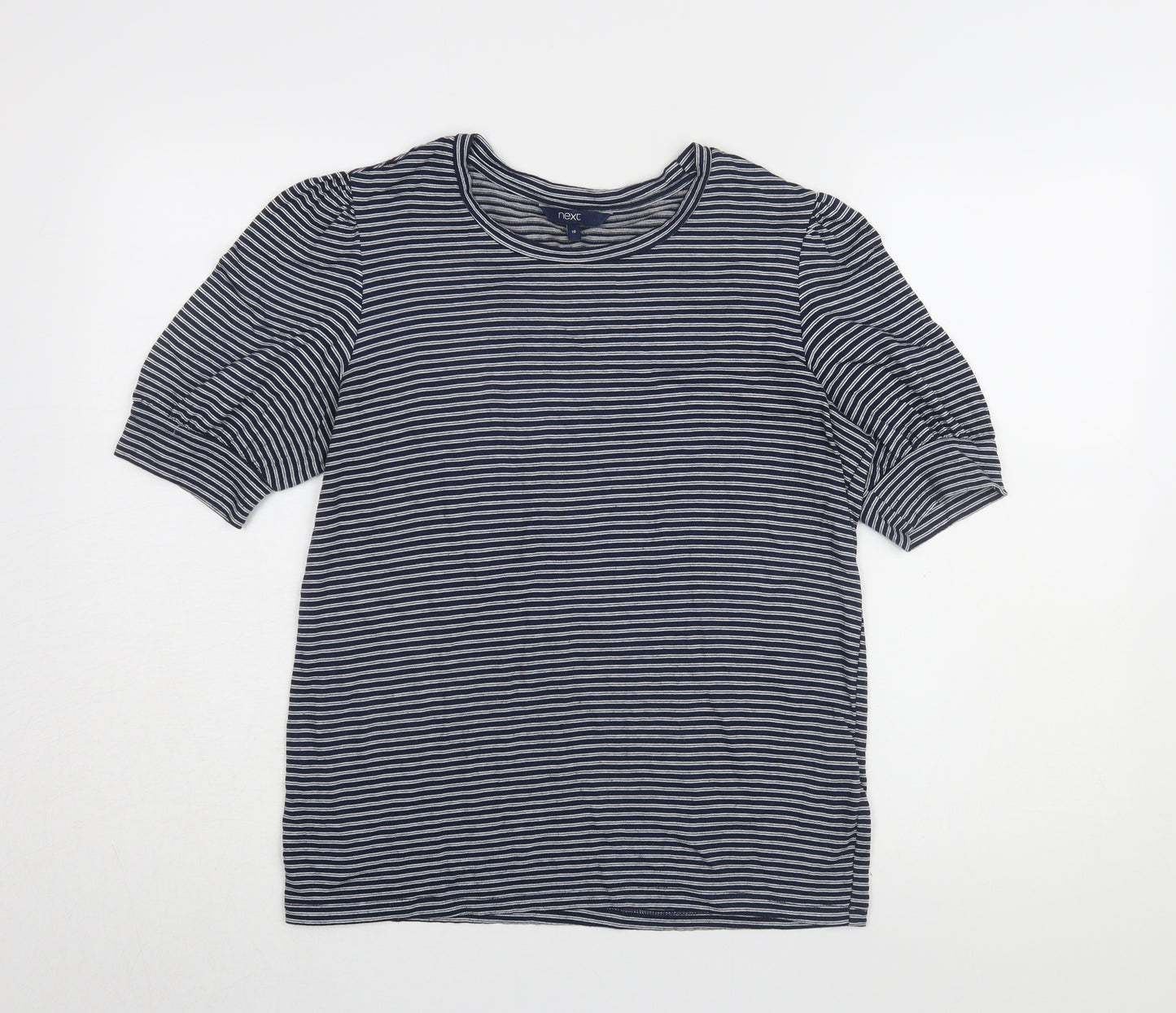 Next Women's Blue Striped T-Shirt Size 10