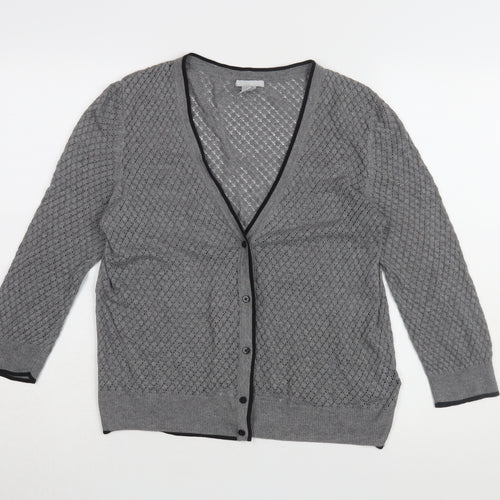 H&M Women's Grey Open-Knit Cardigan, L