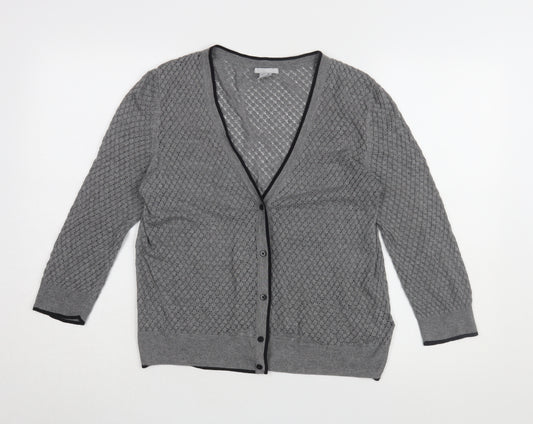 H&M Women's Grey Open-Knit Cardigan, L