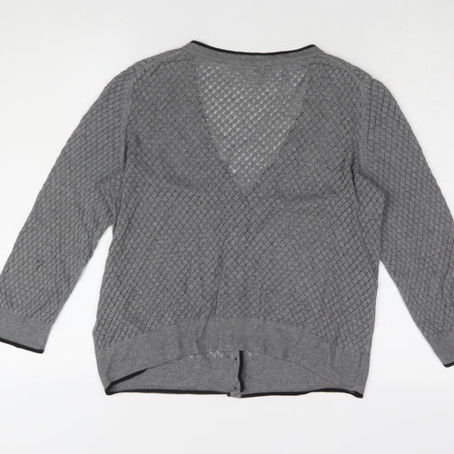 H&M Women's Grey Open-Knit Cardigan, L