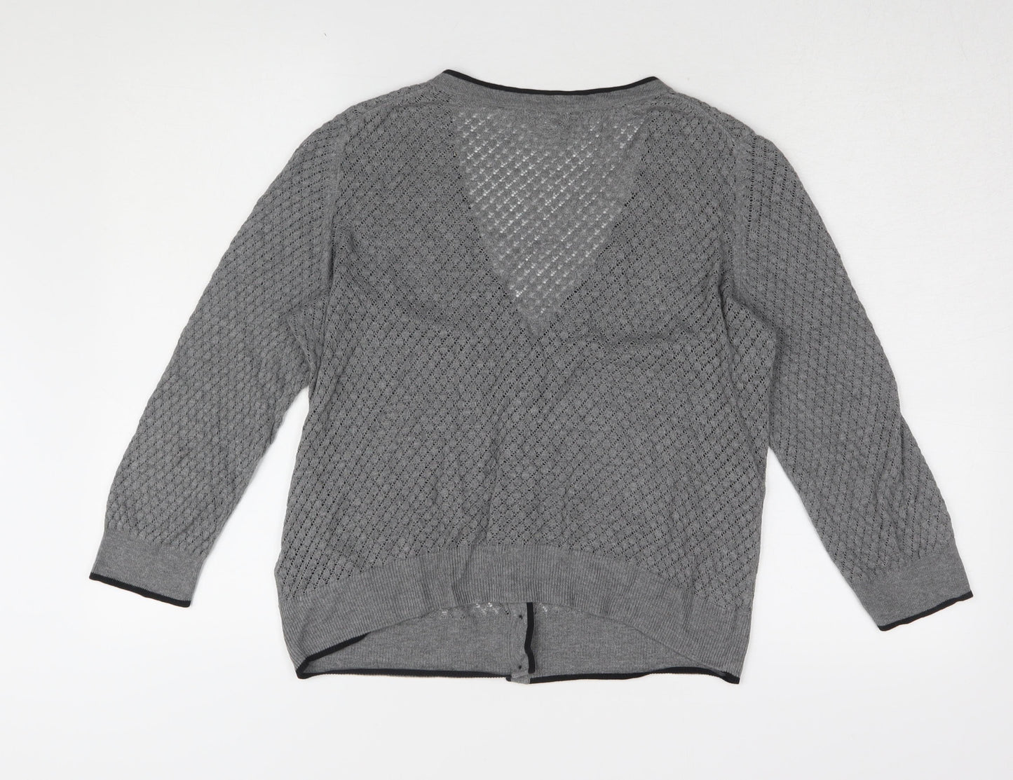 H&M Women's Grey Open-Knit Cardigan, L