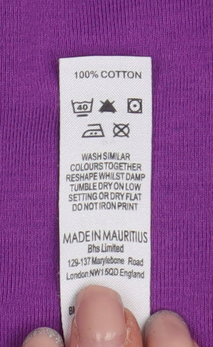 BHS Women's Purple Basic T-Shirt Size 14