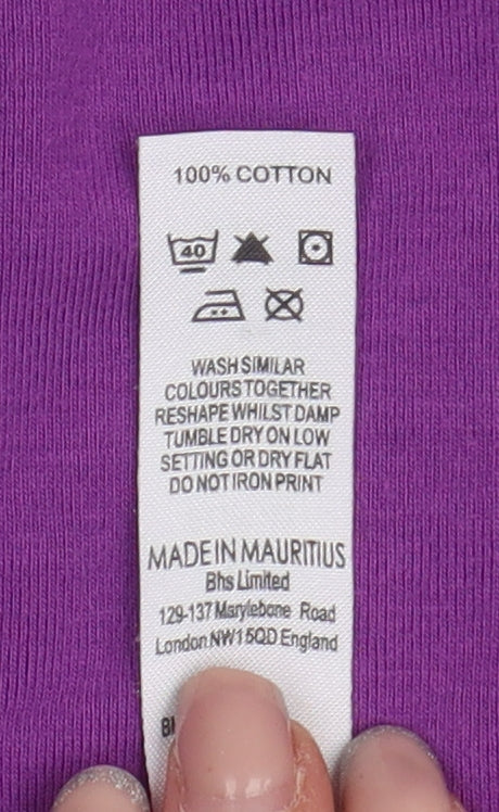 BHS Women's Purple Basic T-Shirt Size 14