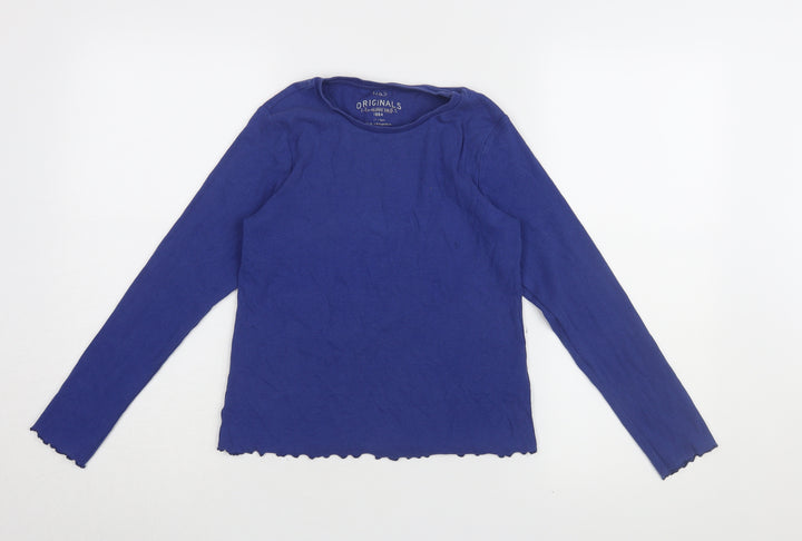 Marks and Spencer Girls Blue Basic Long Sleeve T-Shirt 12-13 Years