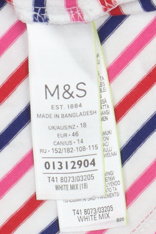 Marks and Spencer Women's Multicoloured Striped T-Shirt