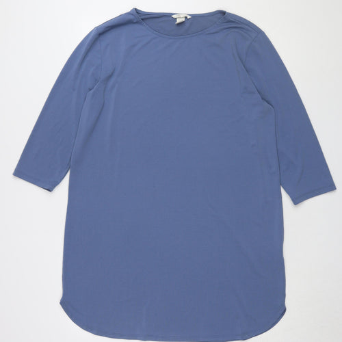 H&M Women's Blue 3/4 Sleeve Shift Dress Size 12