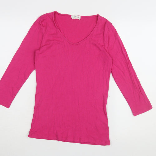 Kettlewell Women's Pink 3/4 Sleeve Scoop Neck T-Shirt M