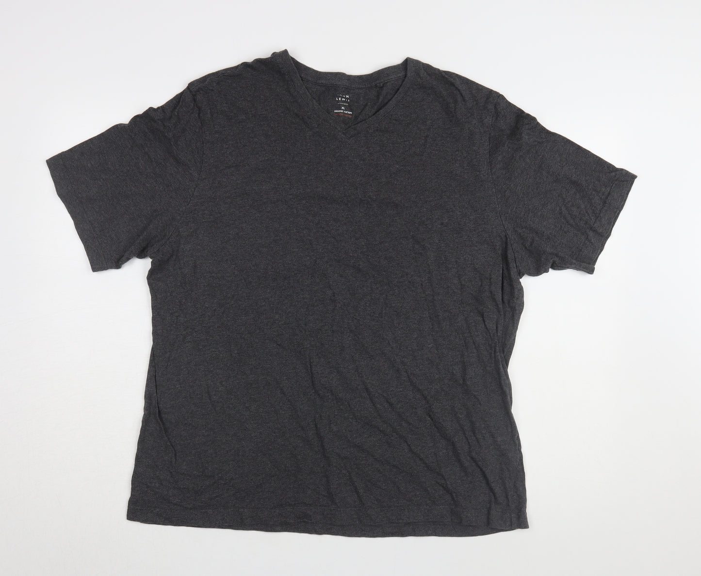 John Lewis Men's Black V-Neck T-Shirt XL