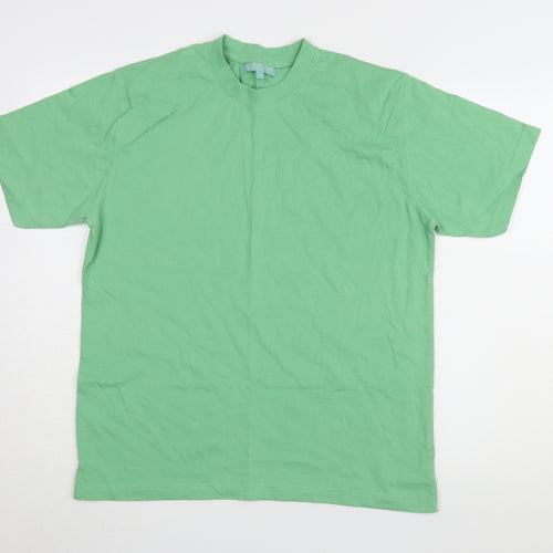 Avenue Men's Green Crew Neck T-Shirt, Size M, Regular Fit