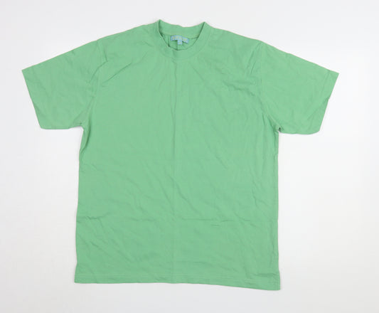 Avenue Men's Green Crew Neck T-Shirt, Size M, Regular Fit