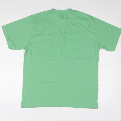 Avenue Men's Green Crew Neck T-Shirt, Size M, Regular Fit