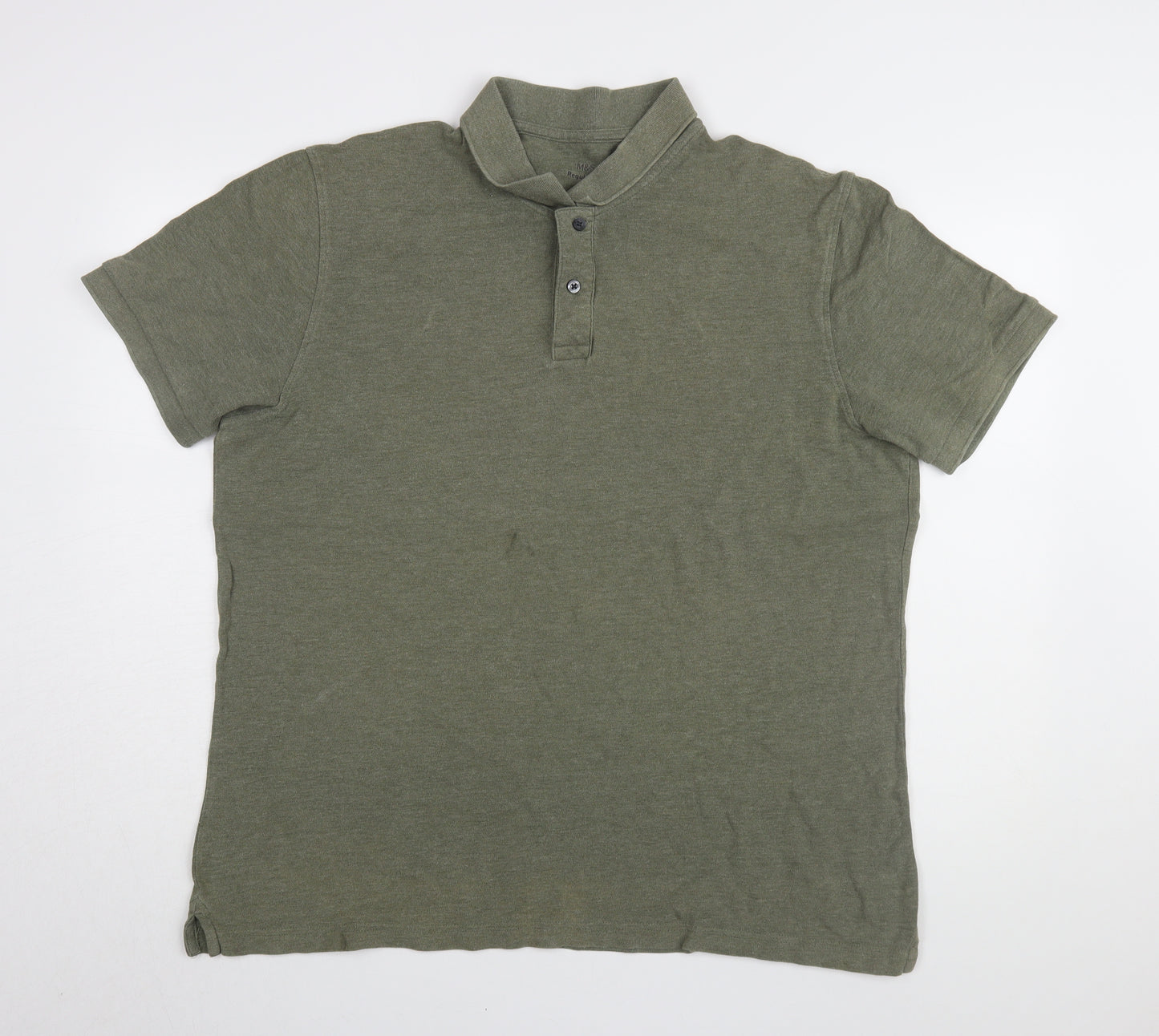 Marks and Spencer Men's Green Polo Shirt XL