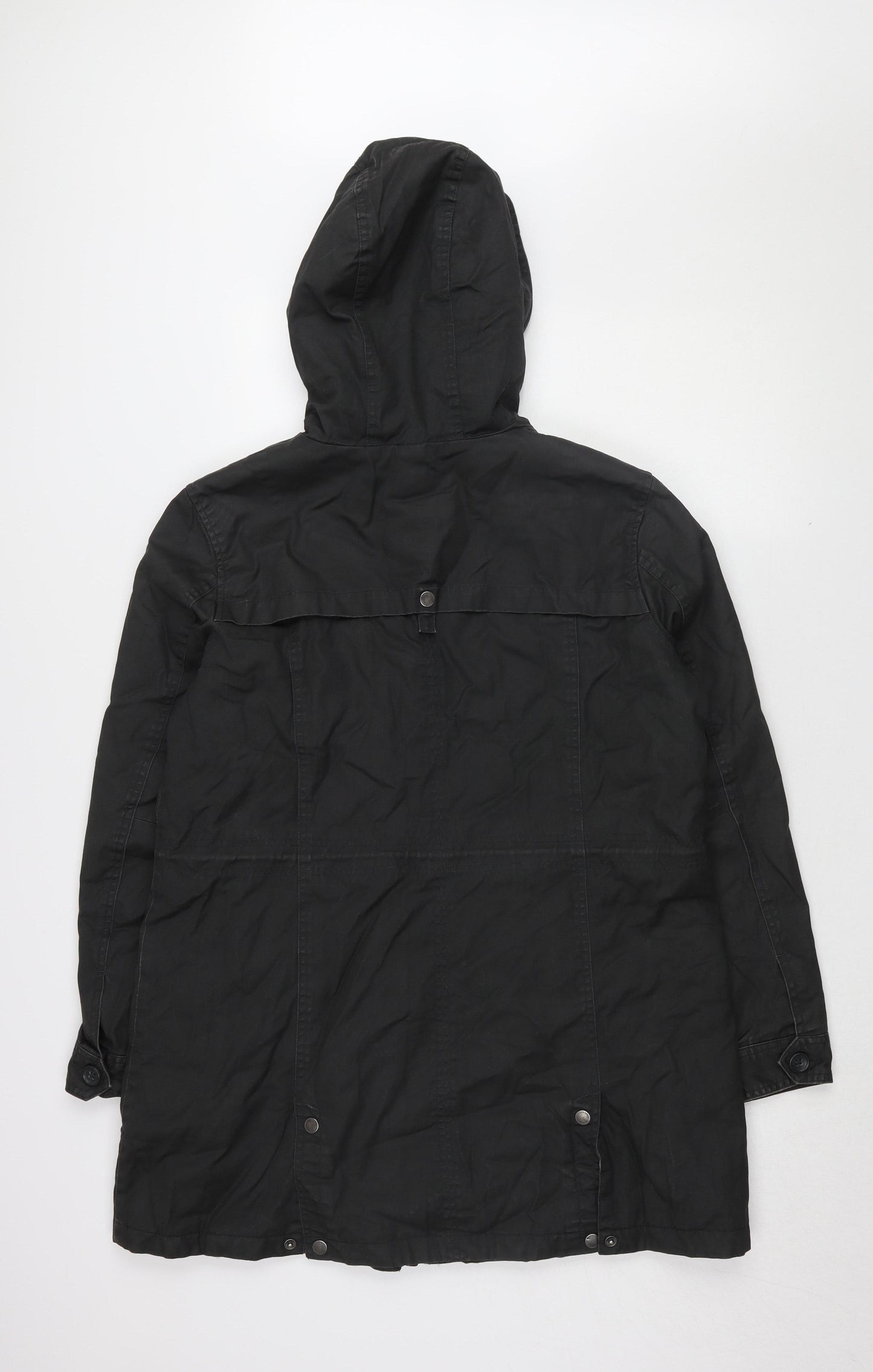 White Stuff Women's Black Parka Coat with Hood, Size 12