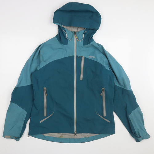 Sherpa Women's Blue Hooded Windbreaker Jacket M