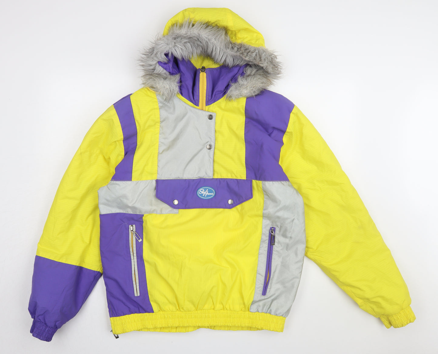 StyFrance Women's Retro Ski Jacket Yellow Size 12