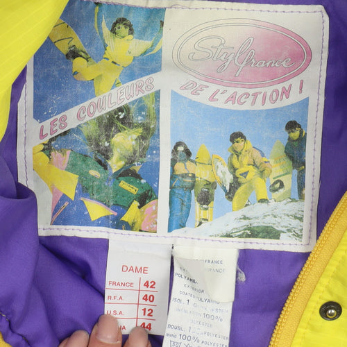 StyFrance Women's Retro Ski Jacket Yellow Size 12