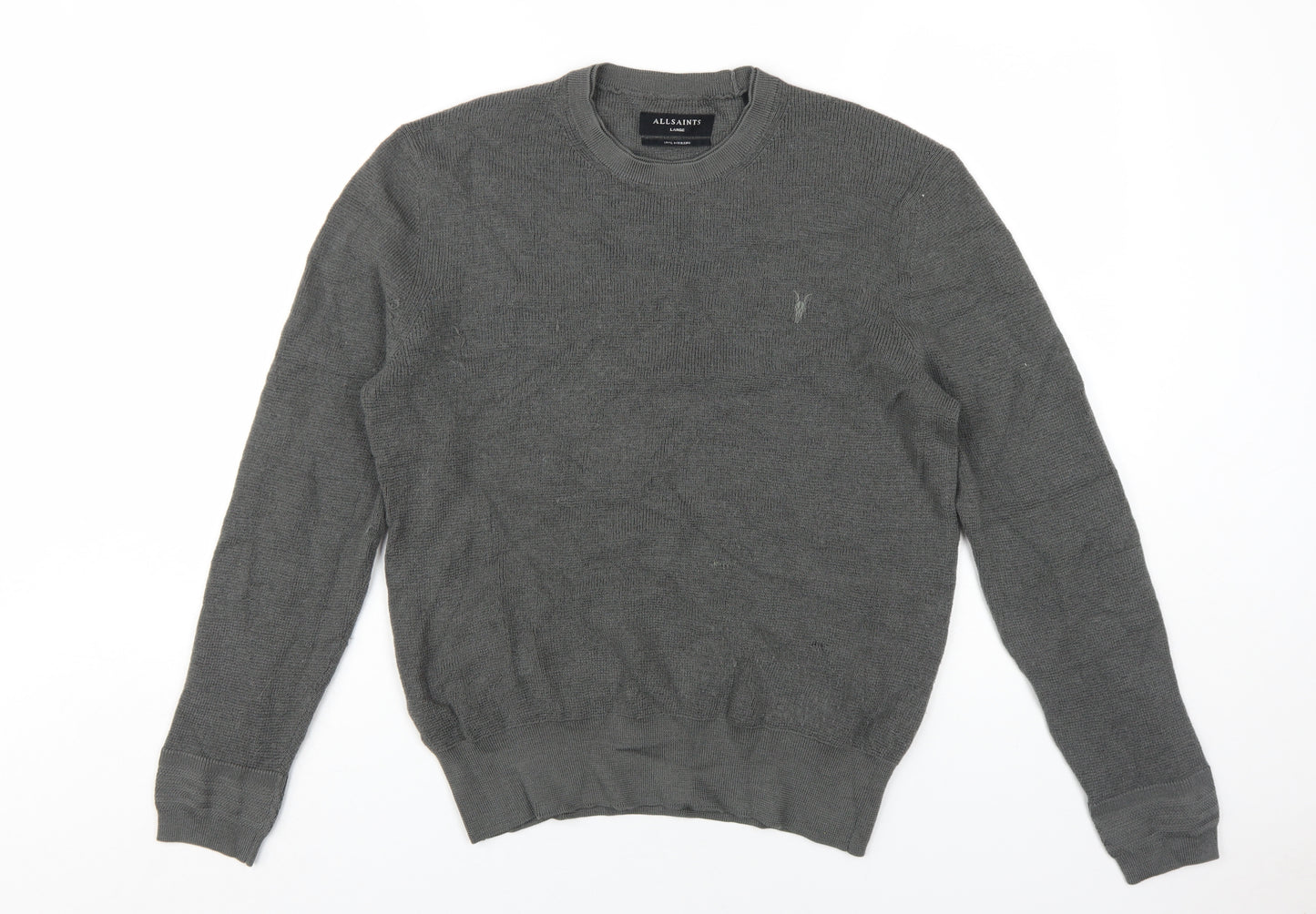 AllSaints Men's Grey Wool Pullover Jumper L