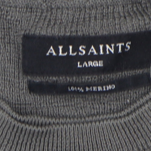 AllSaints Men's Grey Wool Pullover Jumper L