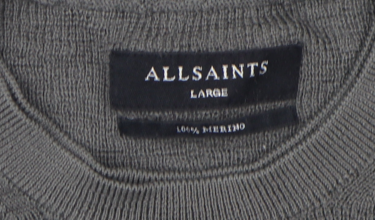 AllSaints Men's Grey Wool Pullover Jumper L