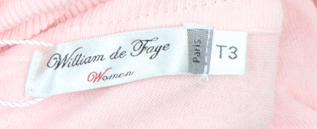 William de Faye Women's Pink Roll Neck Pullover Jumper Size 14