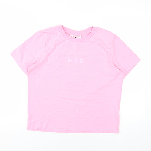 Fila Women's XS Pink Basic T-Shirt, Crew Neck Casual