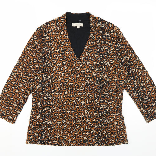 Hobbs Women's Brown Animal Print Blouse L