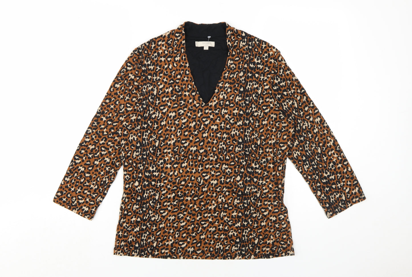 Hobbs Women's Brown Animal Print Blouse L