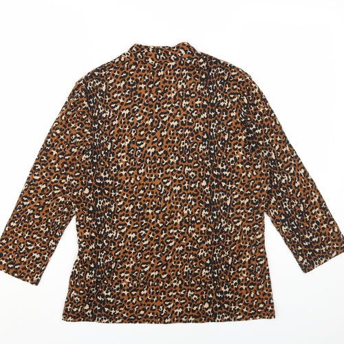 Hobbs Women's Brown Animal Print Blouse L