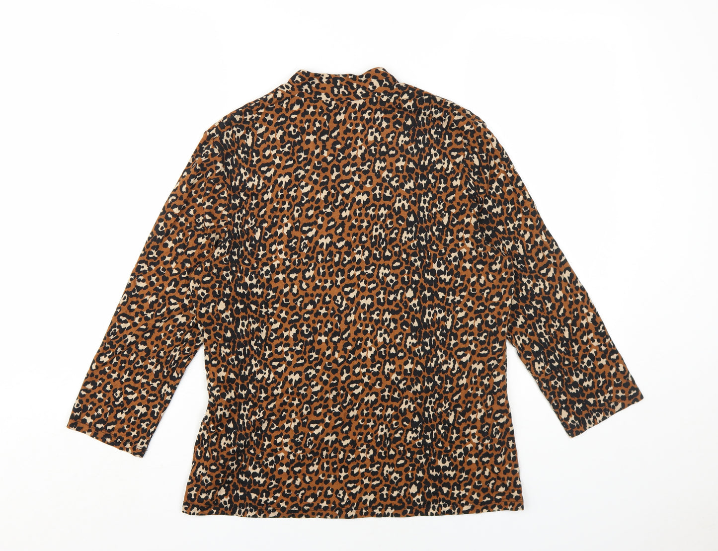 Hobbs Women's Brown Animal Print Blouse L