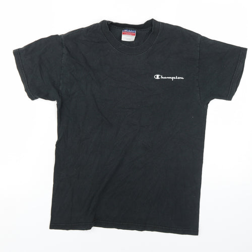 Champion Boys Black T-Shirt, Size L, Logo Short Sleeve Casual