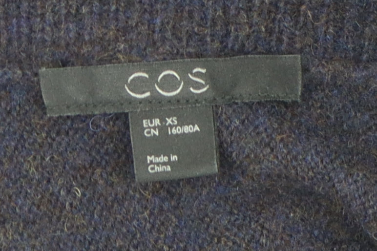 COS Women's Blue High Neck Wool Jumper XS