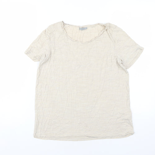 COS Beige Silk Women's T-Shirt M Short Sleeve Basic