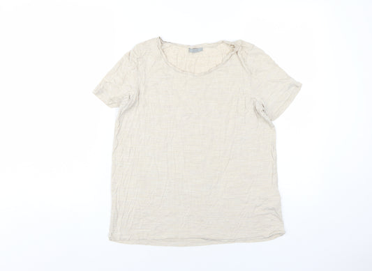 COS Beige Silk Women's T-Shirt M Short Sleeve Basic