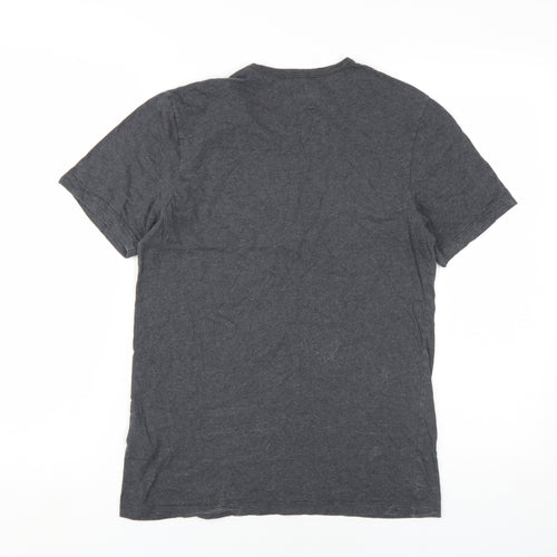 Hugo Boss Men's Grey Cotton T-Shirt, Size S, Logo Accent