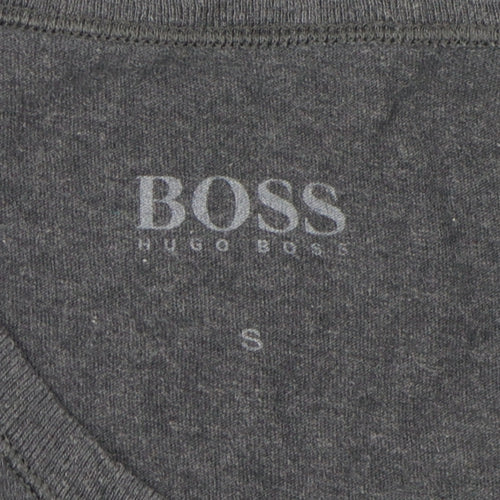 Hugo Boss Men's Grey Cotton T-Shirt, Size S, Logo Accent