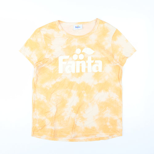 Fanta Women's Orange Tie-Dye T-Shirt Size 12