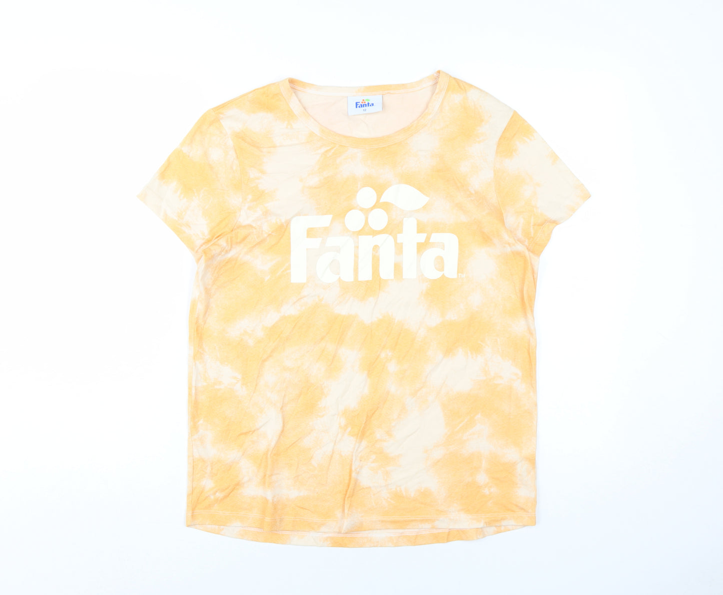 Fanta Women's Orange Tie-Dye T-Shirt Size 12