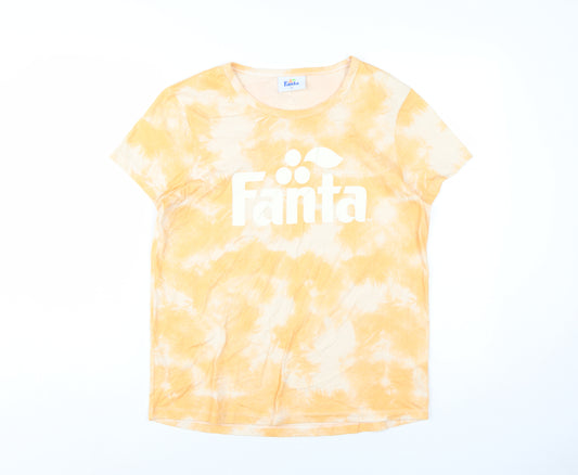 Fanta Women's Orange Tie-Dye T-Shirt Size 12