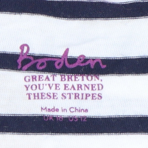 Boden Women's Striped Polka Dot Top - Size 16