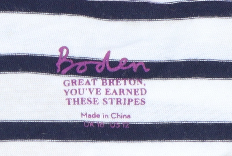 Boden Women's Striped Polka Dot Top - Size 16