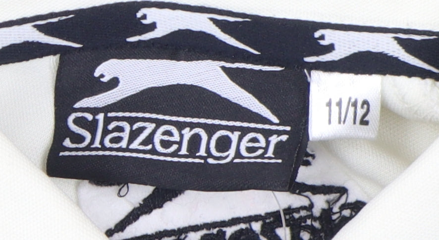 Slazenger Boys Ivory Polo Shirt - Size 11/12, Short Sleeve