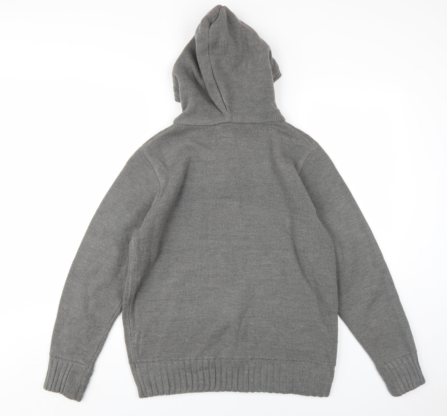 Firetrap Men's Grey Henley Hoodie Size M with Button Accents