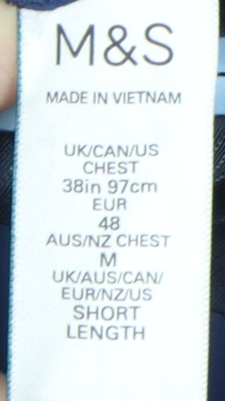 Marks and Spencer Men's Blue Blazer, Size 38S, Regular Fit