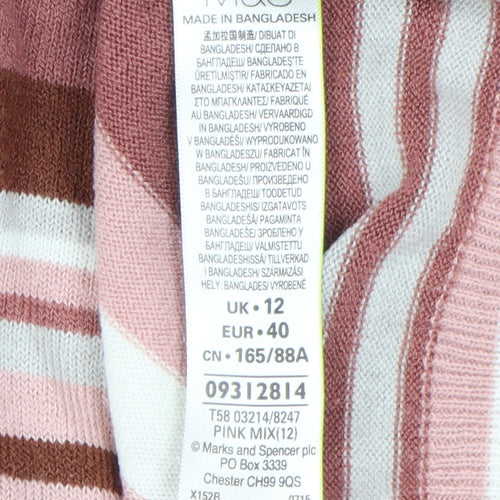 Marks and Spencer Women's Pink Striped Pullover Jumper