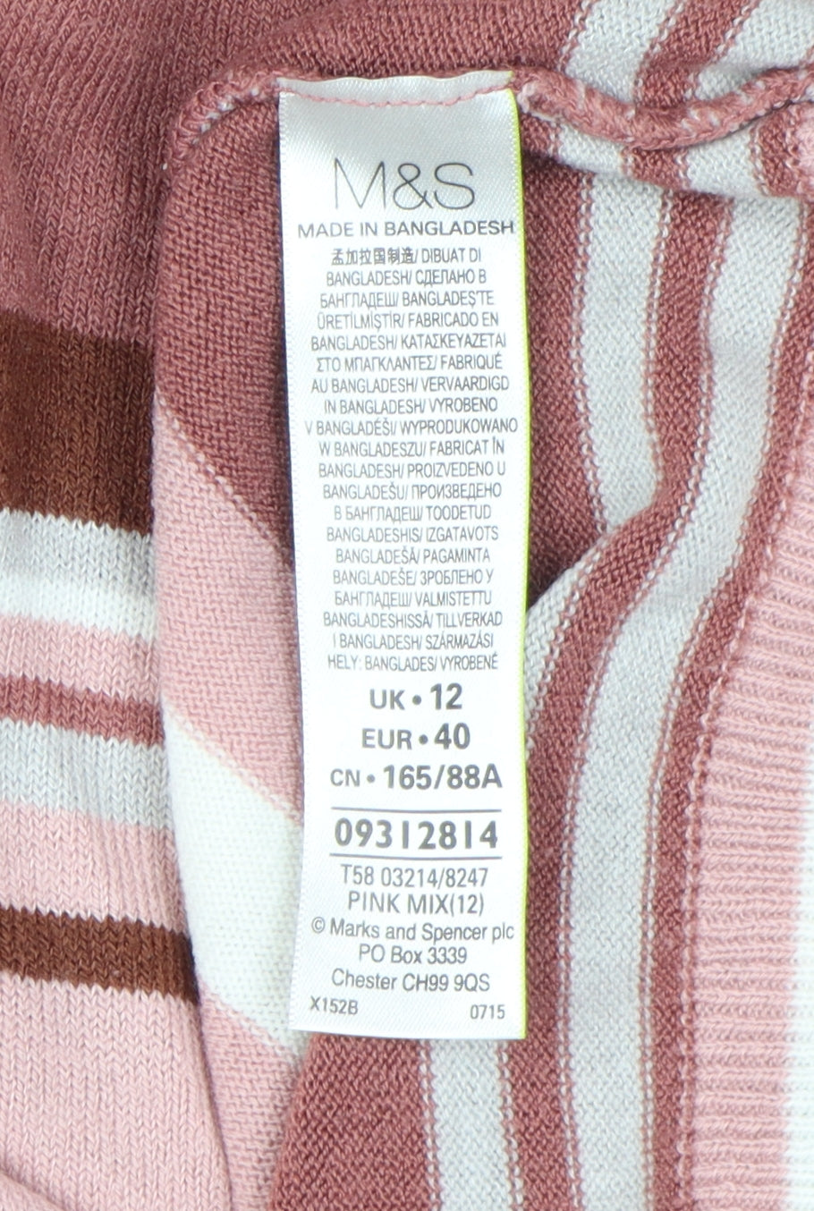 Marks and Spencer Women's Pink Striped Pullover Jumper