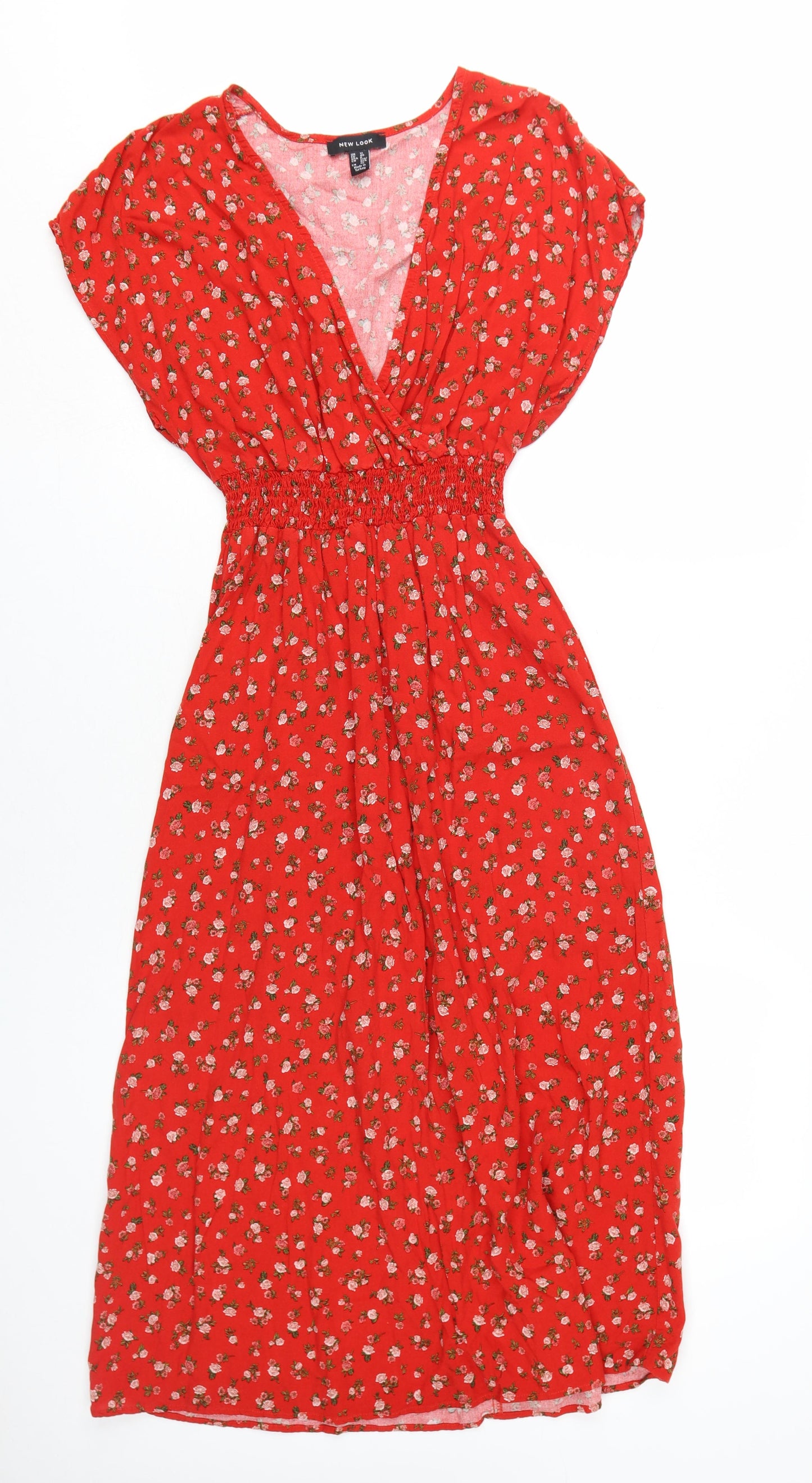 New Look Women’s Red Floral A-Line Midi Dress - Size 12