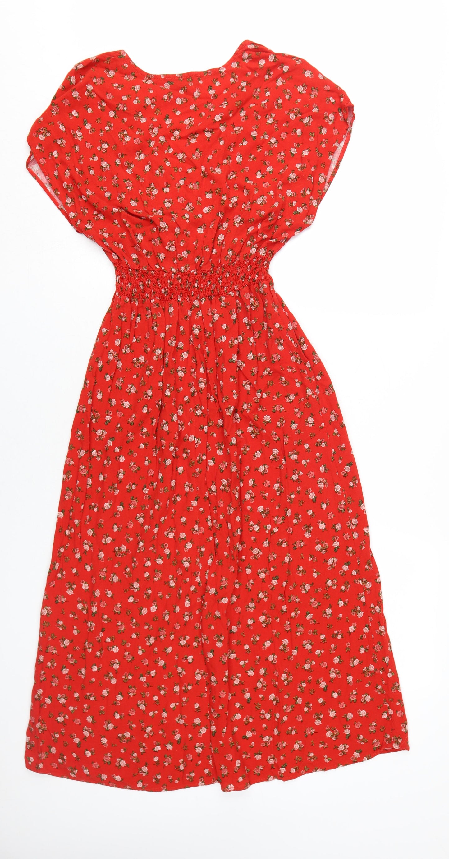 New Look Women’s Red Floral A-Line Midi Dress - Size 12