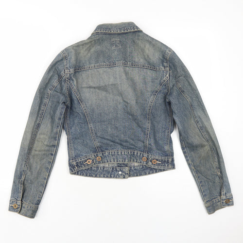 Gap Women's Blue Denim Jacket XS Collared Cropped