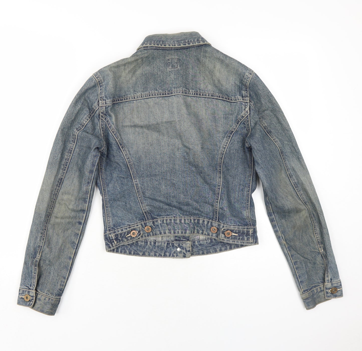 Gap Women's Blue Denim Jacket XS Collared Cropped
