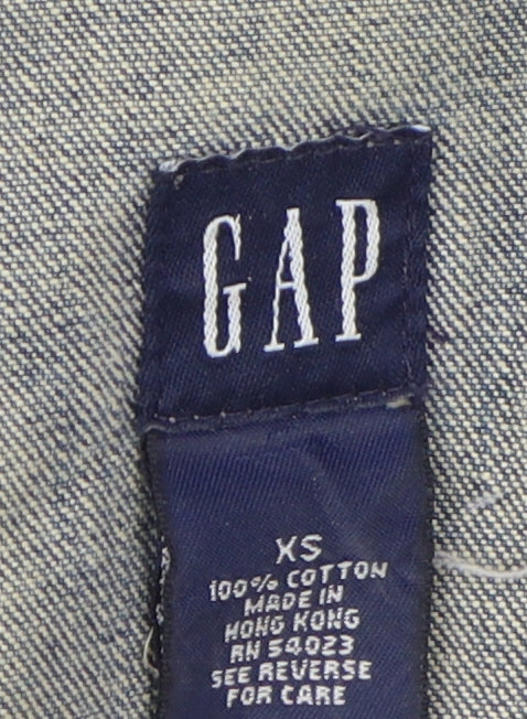 Gap Women's Blue Denim Jacket XS Collared Cropped